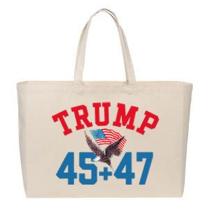 Patriotic Trump 45 And 47 Victory Winner Won Patriotic Flag Cotton Canvas Jumbo Tote