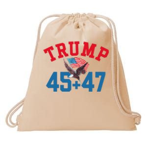 Patriotic Trump 45 And 47 Victory Winner Won Patriotic Flag Drawstring Bag