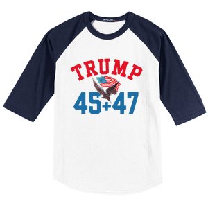 Patriotic Trump 45 And 47 Victory Winner Won Patriotic Flag Baseball Sleeve Shirt