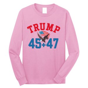 Patriotic Trump 45 And 47 Victory Winner Won Patriotic Flag Long Sleeve Shirt