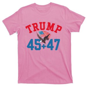 Patriotic Trump 45 And 47 Victory Winner Won Patriotic Flag T-Shirt