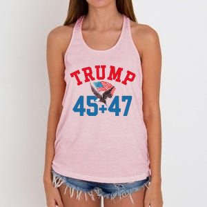 Patriotic Trump 45 And 47 Victory Winner Won Patriotic Flag Women's Knotted Racerback Tank