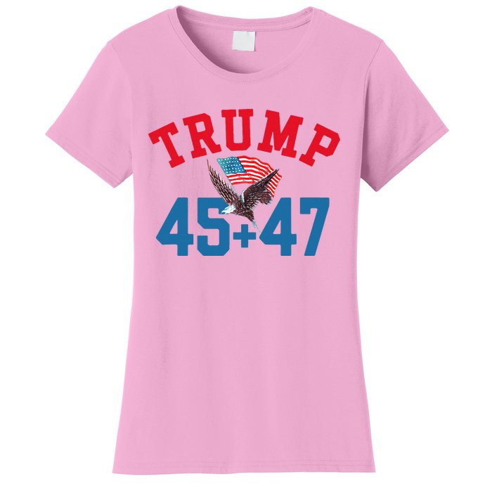 Patriotic Trump 45 And 47 Victory Winner Won Patriotic Flag Women's T-Shirt