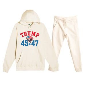 Patriotic Trump 45 And 47 Victory Winner Won Patriotic Flag Premium Hooded Sweatsuit Set