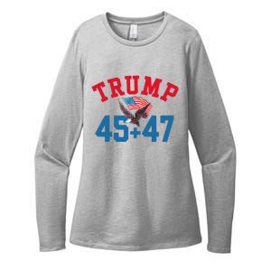 Patriotic Trump 45 And 47 Victory Winner Won Patriotic Flag Womens CVC Long Sleeve Shirt