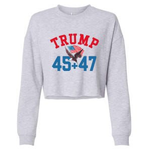 Patriotic Trump 45 And 47 Victory Winner Won Patriotic Flag Cropped Pullover Crew