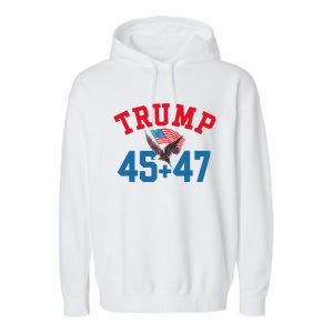 Patriotic Trump 45 And 47 Victory Winner Won Patriotic Flag Garment-Dyed Fleece Hoodie