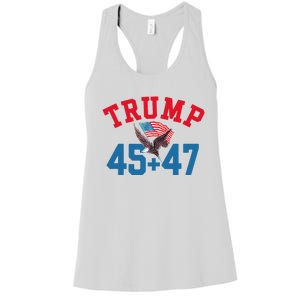 Patriotic Trump 45 And 47 Victory Winner Won Patriotic Flag Women's Racerback Tank