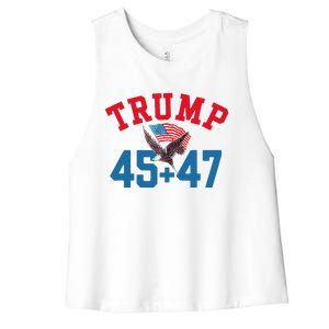 Patriotic Trump 45 And 47 Victory Winner Won Patriotic Flag Women's Racerback Cropped Tank