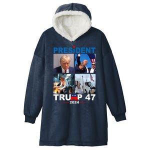 President Trump 47 2024 Hooded Wearable Blanket