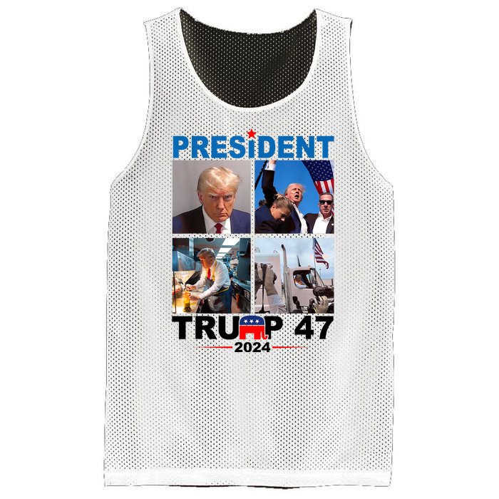 President Trump 47 2024 Mesh Reversible Basketball Jersey Tank