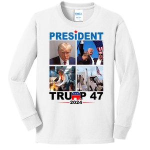 President Trump 47 2024 Kids Long Sleeve Shirt