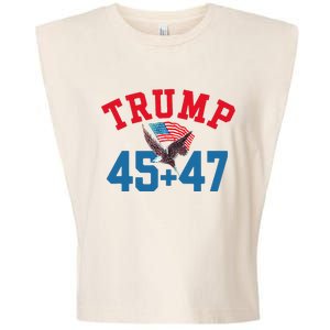 Patriotic Trump 45 And 47 Victory Winner Won Patriotic Flag Garment-Dyed Women's Muscle Tee