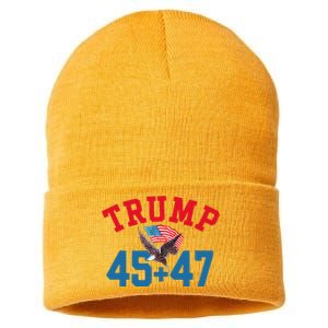 Patriotic Trump 45 And 47 Victory Winner Won Patriotic Flag Sustainable Knit Beanie