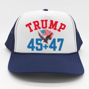 Patriotic Trump 45 And 47 Victory Winner Won Patriotic Flag Trucker Hat