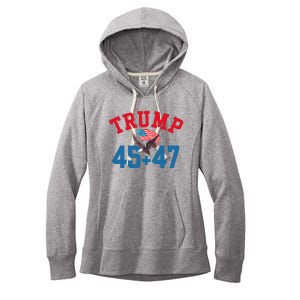 Patriotic Trump 45 And 47 Victory Winner Won Patriotic Flag Women's Fleece Hoodie