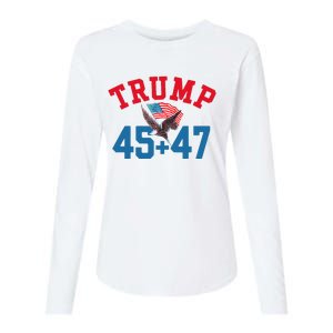 Patriotic Trump 45 And 47 Victory Winner Won Patriotic Flag Womens Cotton Relaxed Long Sleeve T-Shirt