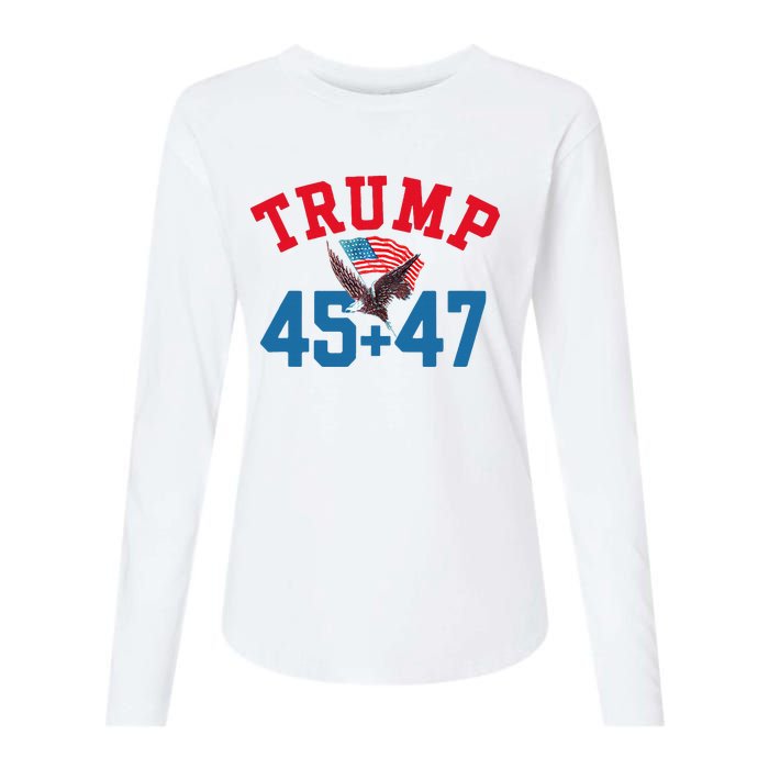 Patriotic Trump 45 And 47 Victory Winner Won Patriotic Flag Womens Cotton Relaxed Long Sleeve T-Shirt