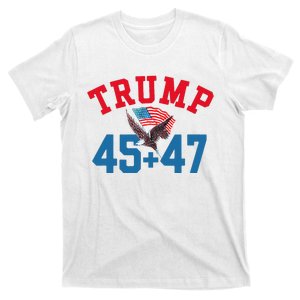 Patriotic Trump 45 And 47 Victory Winner Won Patriotic Flag T-Shirt