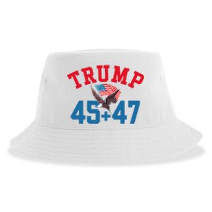 Patriotic Trump 45 And 47 Victory Winner Won Patriotic Flag Sustainable Bucket Hat