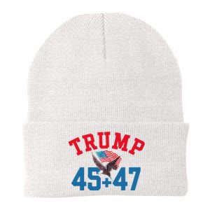 Patriotic Trump 45 And 47 Victory Winner Won Patriotic Flag Knit Cap Winter Beanie