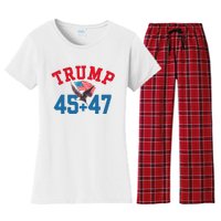 Patriotic Trump 45 And 47 Victory Winner Won Patriotic Flag Women's Flannel Pajama Set