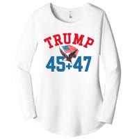 Patriotic Trump 45 And 47 Victory Winner Won Patriotic Flag Women's Perfect Tri Tunic Long Sleeve Shirt