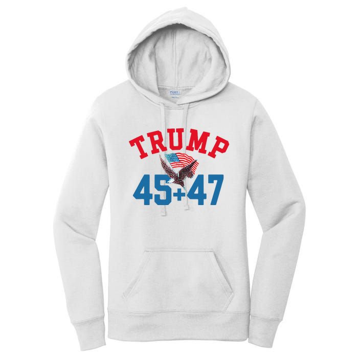 Patriotic Trump 45 And 47 Victory Winner Won Patriotic Flag Women's Pullover Hoodie