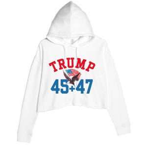 Patriotic Trump 45 And 47 Victory Winner Won Patriotic Flag Crop Fleece Hoodie