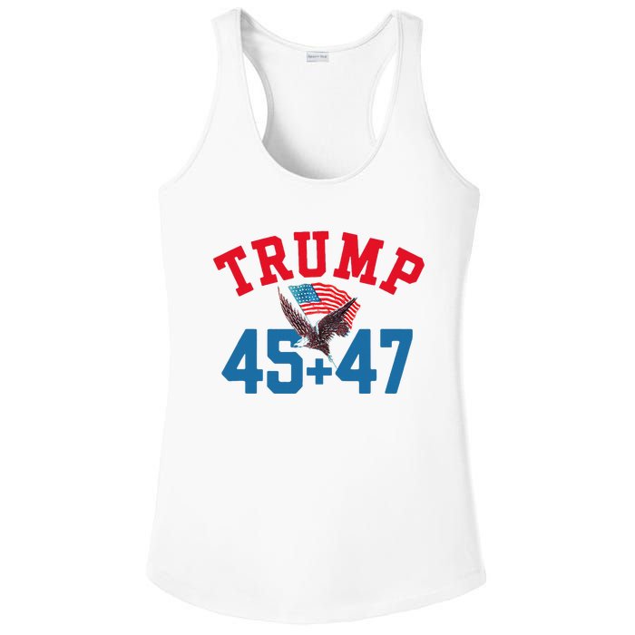 Patriotic Trump 45 And 47 Victory Winner Won Patriotic Flag Ladies PosiCharge Competitor Racerback Tank