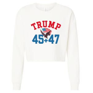 Patriotic Trump 45 And 47 Victory Winner Won Patriotic Flag Cropped Pullover Crew