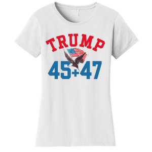 Patriotic Trump 45 And 47 Victory Winner Won Patriotic Flag Women's T-Shirt