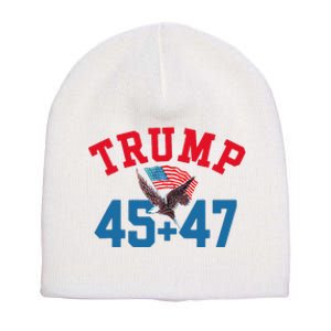 Patriotic Trump 45 And 47 Victory Winner Won Patriotic Flag Short Acrylic Beanie