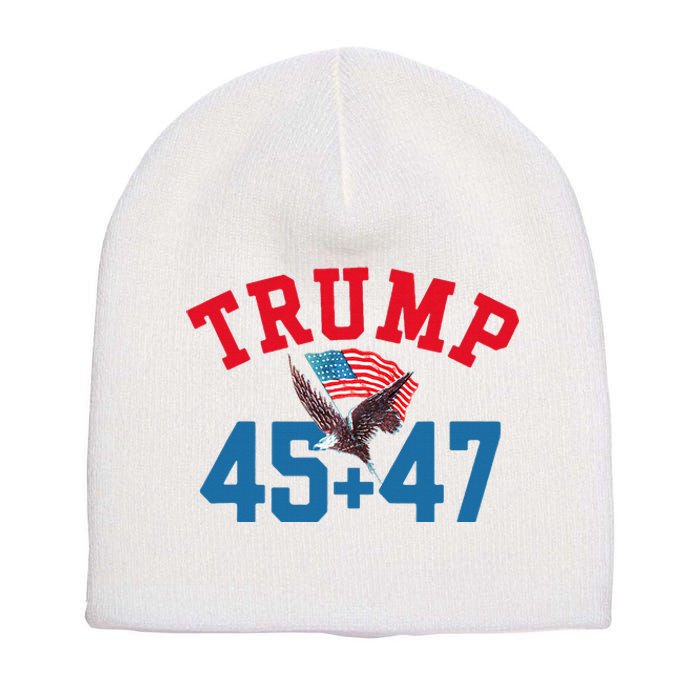 Patriotic Trump 45 And 47 Victory Winner Won Patriotic Flag Short Acrylic Beanie