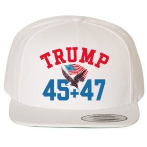 Patriotic Trump 45 And 47 Victory Winner Won Patriotic Flag Wool Snapback Cap