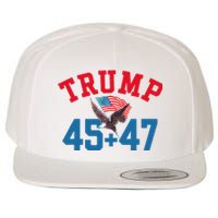 Patriotic Trump 45 And 47 Victory Winner Won Patriotic Flag Wool Snapback Cap