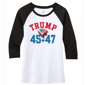 Patriotic Trump 45 And 47 Victory Winner Won Patriotic Flag Women's Tri-Blend 3/4-Sleeve Raglan Shirt