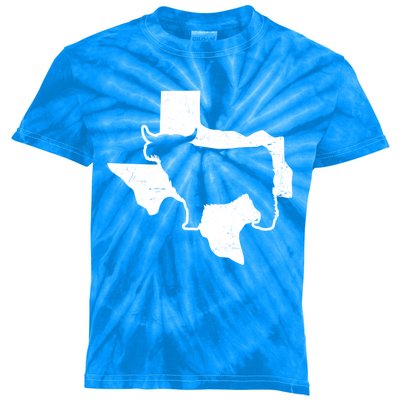 Patriotic Texas 4th July Design Highland Cow Gift Kids Tie-Dye T-Shirt