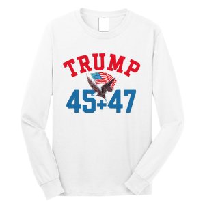 Patriotic Trump 45 And 47 Victory Winner Won Patriotic Flag Long Sleeve Shirt