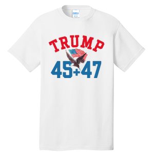 Patriotic Trump 45 And 47 Victory Winner Won Patriotic Flag Tall T-Shirt