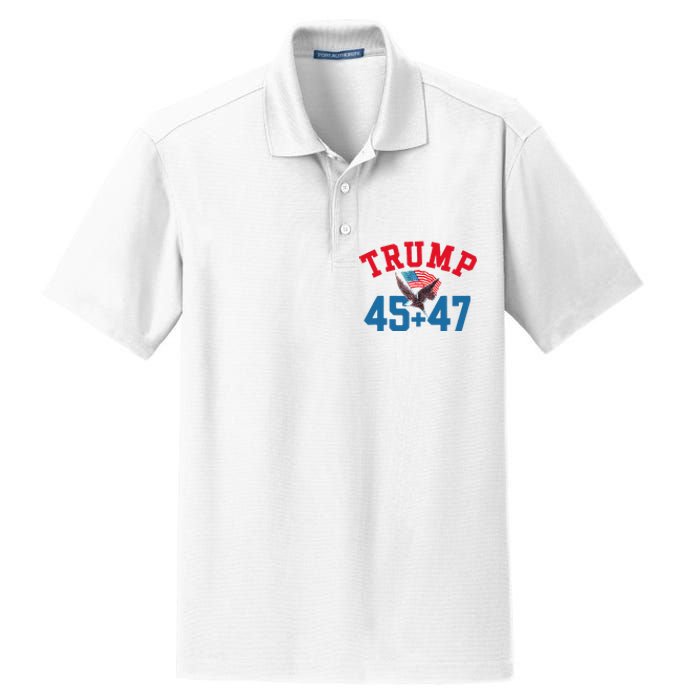 Patriotic Trump 45 And 47 Victory Winner Won Patriotic Flag Dry Zone Grid Polo