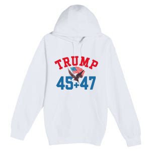 Patriotic Trump 45 And 47 Victory Winner Won Patriotic Flag Premium Pullover Hoodie