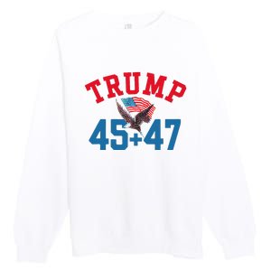 Patriotic Trump 45 And 47 Victory Winner Won Patriotic Flag Premium Crewneck Sweatshirt