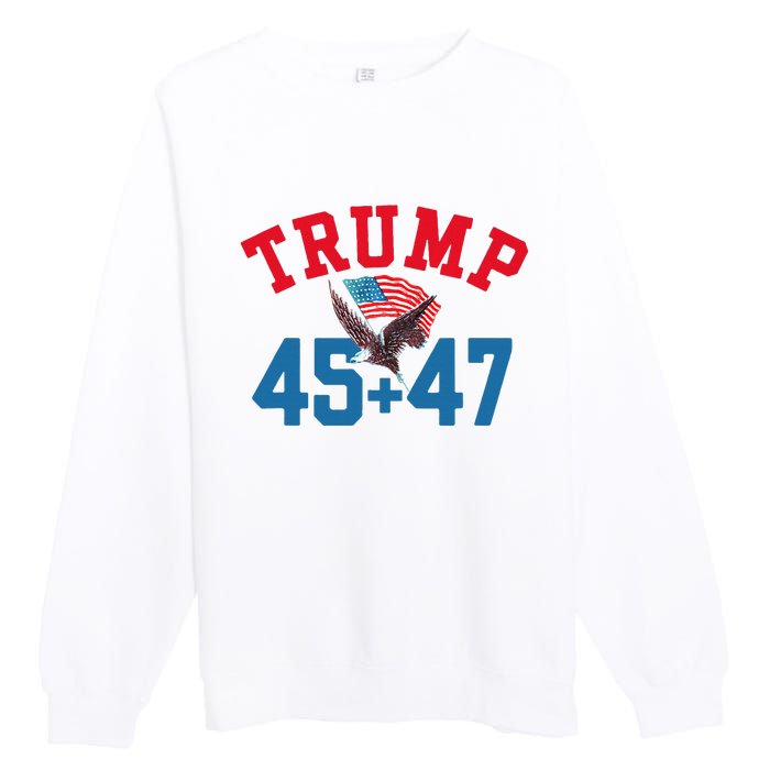 Patriotic Trump 45 And 47 Victory Winner Won Patriotic Flag Premium Crewneck Sweatshirt