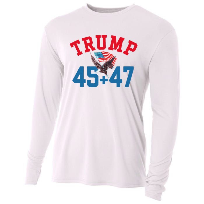 Patriotic Trump 45 And 47 Victory Winner Won Patriotic Flag Cooling Performance Long Sleeve Crew