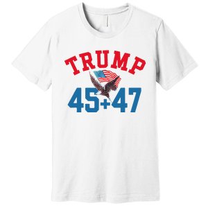 Patriotic Trump 45 And 47 Victory Winner Won Patriotic Flag Premium T-Shirt