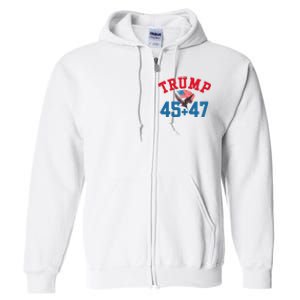 Patriotic Trump 45 And 47 Victory Winner Won Patriotic Flag Full Zip Hoodie