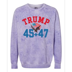 Patriotic Trump 45 And 47 Victory Winner Won Patriotic Flag Colorblast Crewneck Sweatshirt