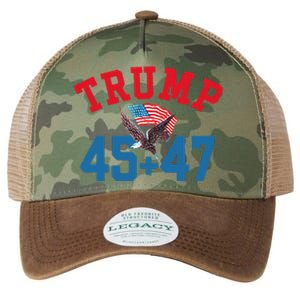 Patriotic Trump 45 And 47 Victory Winner Won Patriotic Flag Legacy Tie Dye Trucker Hat