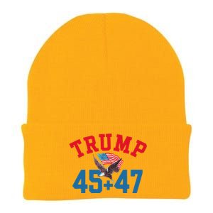 Patriotic Trump 45 And 47 Victory Winner Won Patriotic Flag Knit Cap Winter Beanie